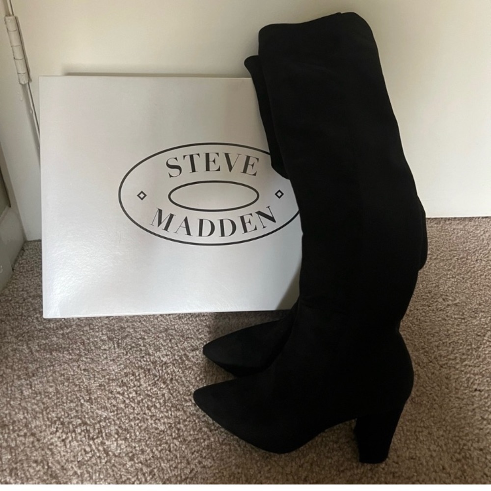Over the knee black boots, like new worn once.